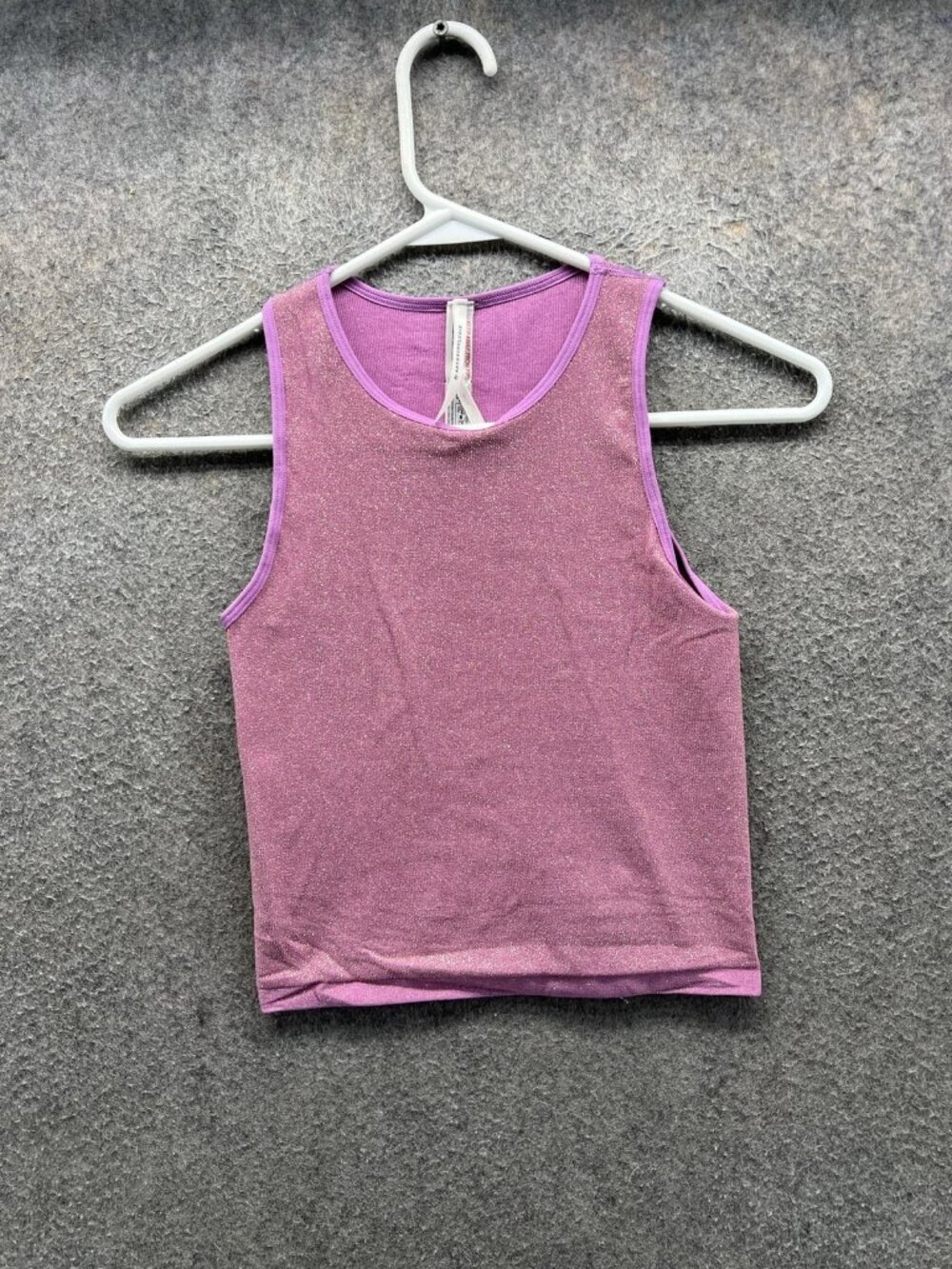 Anthropologie Tank Top Women XS Purple Glitter Scoop Neck Cropped Sleeveless